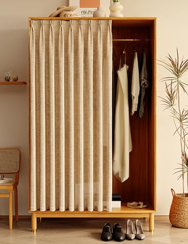 Aeovot Schrankvorhänge für Küche Kleiderschrank Privatsphäre Gardine Staubdichter Tüll Vorhang für Schrank Regal Vorhang Küchenschrank Schrank-Vorhang Zum Schieben Selbstklebend(E,90x180 cm)