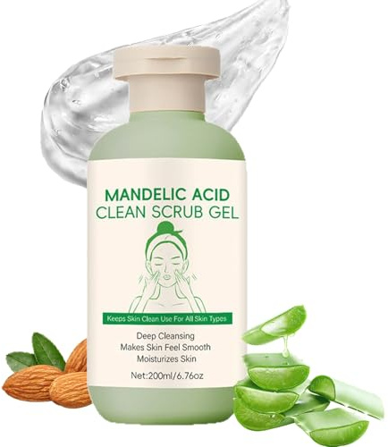 Mandelic Acid Exfoliating Gel Scrub for Face and Body,Purifying Exfoliating Gel Scrub | Deep Clean,Moisturizes & Enhances Skin,Pore Refining,Make Skin Radiance | for All Skins 6.76 Oz