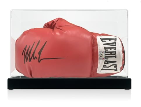 Roter Boxhandschuh signiert von Mike Tyson. In Vitrine