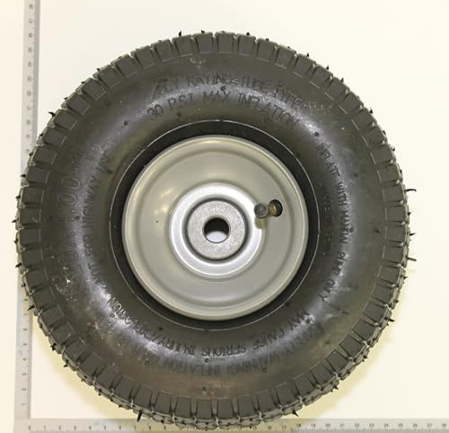 Original Scheppach Vorderrad komplett für Benzin Aufsitzrasenmäher | 10 x 4.00-4 | Ersatzteil Ersatzrad für MR224-61, MR196-61, IX-BRT-610 & RRM224-51 | Vorderes Rad Aufsitzmäher Rad Vorne
