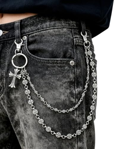 TESGADGETS Hosenkette mit Geldbörsenanhänger Punk-Jeansgürtel Biker-Kette Schlüsselanhänger Hip-Hop-Taschenketten Gothic-Accessoires für Damen und Herren