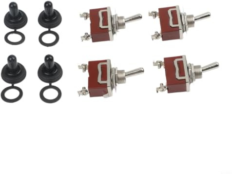 SPDT Interruttore a bilanciere KN3C-101 per sistemi 15 A 250 VAC con leva in metallo, attacco a vite 57 x 29 x 16 mm (4 pezzi)