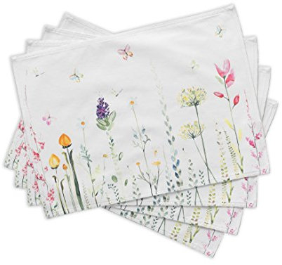 Maison d'Hermine Tischsets aus 100% Baumwolle, 4er-Set, dekorative Tischset, waschbares Ostern Tischset für Urlaub, Abendessen, Botanical Fresh, Frühling, Sommer(33 cm x 48 cm)