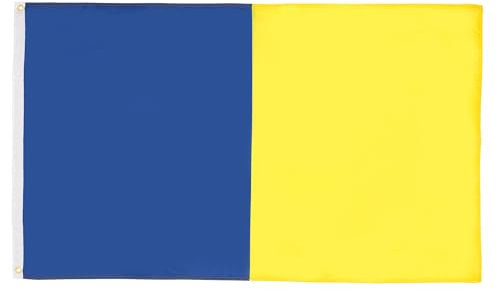 AZ FLAG - Bandera Azul Y Amarillo - 150x90 cm - Bandera Dos Colores 100% Poliéster Con Ojales de Metal integrados - 110g - Colores Vivos Y Resistente A La Decoloración