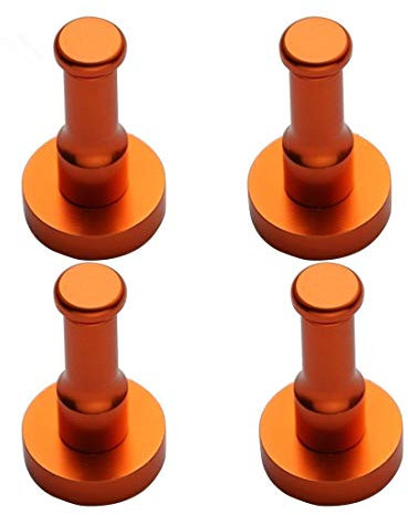 Lifesport Bunt Wandhaken, 4 Stück Handtuchhaken mit Schraube Garderobenhaken Wandhaken zum Aufhängen Färbig Wand Motiert Kleiderhaken aus Space Aluminium für Küche Bad Schlafzimmer und Büro (Orange)