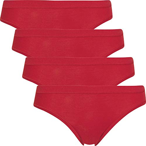 con-ta Damen-Hüftslip 4er-Pack Feinripp rot Größe 40