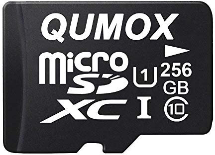 QUMOX 256GB Scheda memoria MICRO SD MEMORY CARD CLASS 10 UHS-I da 256 GB ad alta velocità Velocità di scrittura 60 MB/s Velocità di lettura fino a 80MB / S
