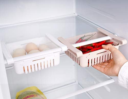 HapiLeap kühlschrank Schubladen, Einstellbare Lagerregal Kühlschrank Partition Layer Organizer, Ausziehbare Kühlschrank Schublade Organizer Kühlschrank Aufbewahrungsbox (2 Stück)