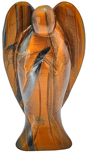 Nupuyai 7cm Tigerauge Edelstein Kristall Engel Figur Schutzengel Heilstein Taschenengel Friedensengel Glücksbringer Reiki Deko