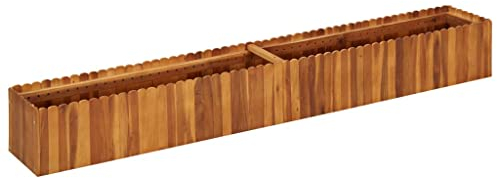 vidaXL Lit Surélevé Rectangulaire Jardinière Pot à Fleurs Bac de Plantes Pot à Plante Jardin Balcon Véranda 200x30x25 cm Bois Massif d'Acacia