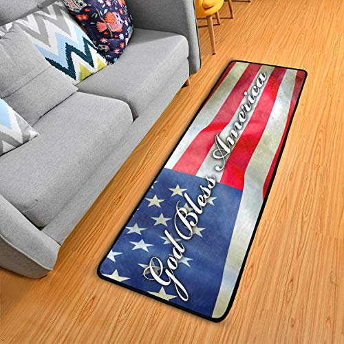 Mnsruu God Bless Amerika USA-Flagge Läufer Teppich Küche Matte Bad Teppich 182,9 x 61 cm