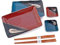 Hinomaru Collection - Set di stoviglie giapponesi per sushi da 6 pezzi con piatto rettangolare per sushi, ciotola, bacchette per sushi, set da cena per due pezzi, prodotto in Giappone Blu e rosso.