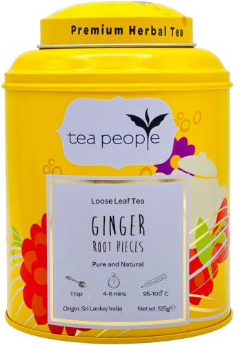 Tea People Ginger Root Pieces, Loose Herbal Tea In A Tin Caddy, 125 g
