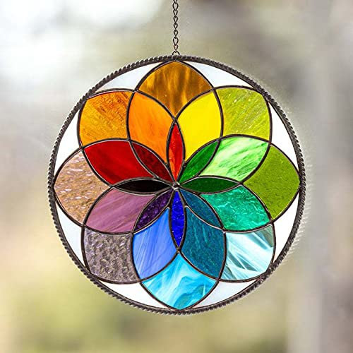 JAWSEU Bunt hängendes Sonnenfänger, Küchenfenster Garten Dekorativ, Gebeizte Fenster hängende Suncatcher, Ornamente Anhänger Wohnkultur Gemalte Anhänger Ornamente