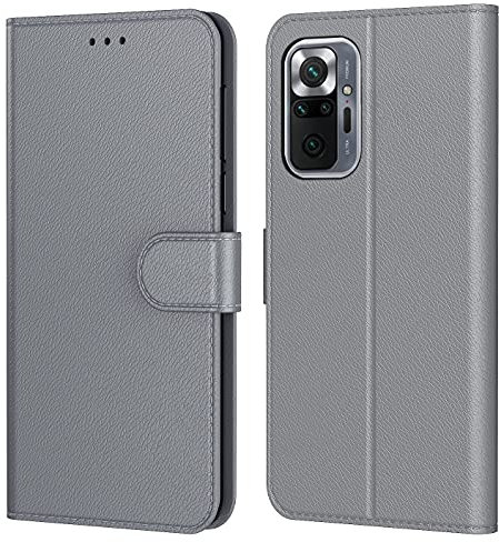 Tenphone Coque pour Xiaomi Redmi Note 10 Pro, Etui Protection Housse Premium en Cuir PU,Pochette Fermeture Magnétique,Flip Case Compatible avec Redmi Note 10 Pro (Book Gris)