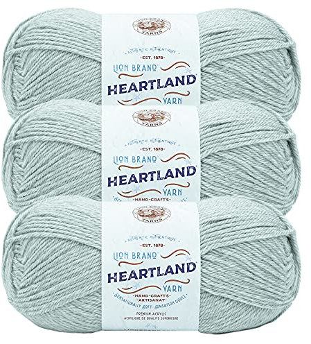 Lion Brand Yarn Heartland Garn, Kammgarn zum Stricken, Häkeln und Basteln, 3 Stück, weißer Sand