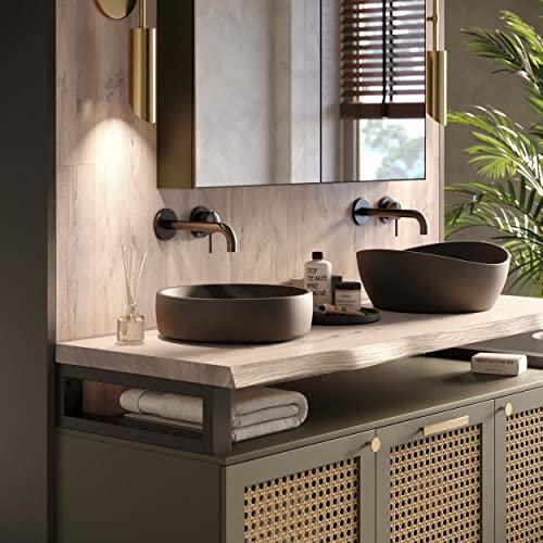 LAMO Manufaktur Waschtischplatte, Holzplatte Waschtisch Baumkante, 60x45 cm (AxB), Roh, ohne Montageset, LWP-01-A-001-BE