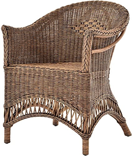 korb.outlet Rattansessel Landhaus Flechtsessel aus Natur-Rattan Rattan Sessel Korbsessel Wintergarten (Vintage Braun)