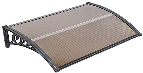 HUOLE Toldo Puerta, Toldo Ventana Lluvia Nieve Refugio Frente Porche Sombra Exterior, Techo terraza, Entrada Marquesa Solar Puerta Anti-Suelo Refugio Protección Policarbonato (60 * 100 cm Braun)