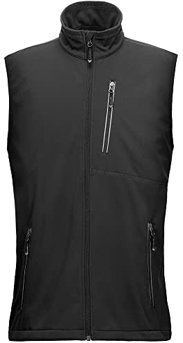 33,000ft Leichte Softshell Weste für Herren, Wasserdichte Winddichte Laufweste, Atmungsaktive Vest Gilet Ärmellose Jacke für Radfahren, Laufen, Wandern, Golf, Arbeit Schwarz L