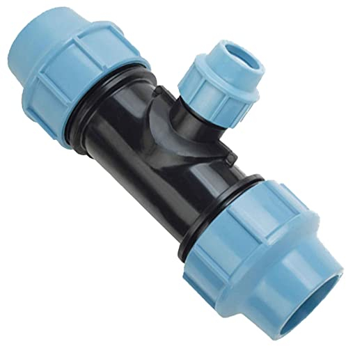 MegaHaustechnik Klemm Ring Verbinder Fitting aus Kunststoff PP Reduzier T Stück für PE Rohr Außendurchmesser 40 x 25 x 40mm i-i-i 3 Muffen zum Verschrauben PN16 Bar Trinkwasser Abzweig Reduzierung