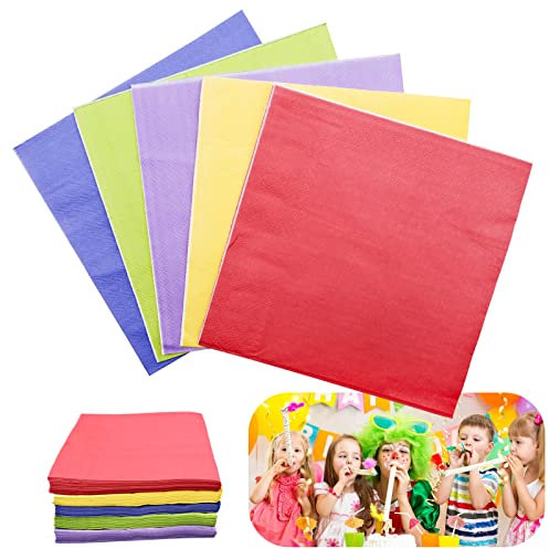100 Stück Bunte Cocktailservietten Getränke Papierservietten, 33x33cm Party Serviette Papier für Gastronomie Geburtstag Tischdeko (5 Farben)