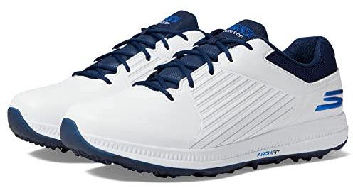Skechers Elite 5 Arch Fit - Tenis de Golf Impermeables para Hombre, Blanco/Azul, 43 EU