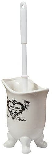 Biscottini Floor Toilet Brush Holder - Porcelain Toilet Brush 16 x 12 x 10 cm - Floor Toilet Brush Holder - White Ceramic Bathroom Brush - Toilet Brush - Toilet Brush Holder - Toilet Brush
