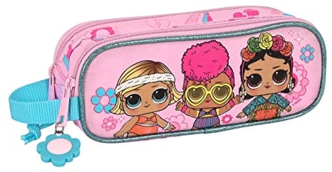 Safta LOL Surprise! Glow Girl - Portatodo Doble Niño, Estuche Infantil, Estuche Niño, Ideal para Niños de 5 a 14 Años, Cómodo y Versátil, Calidad y Resistencia, 21x6x8 cm, Color Rosa