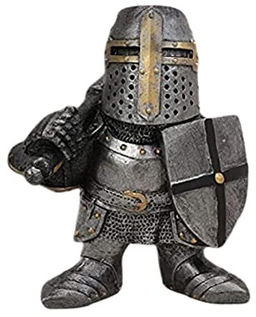 Hztyyier Knight Dwarf Guard, 5,9 Zoll Skulptur, Ornament-Dekoration, Templer-Figur für Hof-Rasen-Garten-Dekorationen (Stil 1)