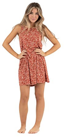 TRAMAS+ Vestido con Tirantas, Camisón Verano Estampado, Camisola Suave Cómoda y Ligera - (Allende Teja, M)