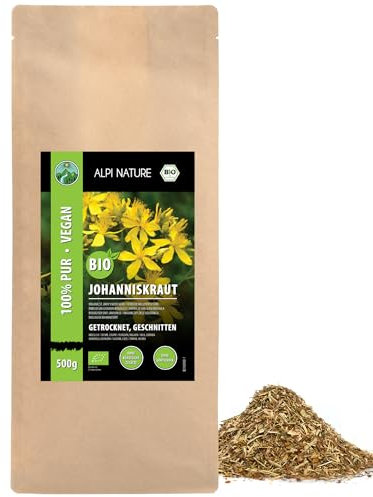 Alpi Nature Hierba de San Juan Orgánica 500g, Hipérico Seco, Té de Hipérico, Té de Hojas Sueltas