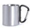 TIENDA EURASIA - Taza de Acero con Mosquetón, 7,5x11,5cmx8cm de Diámetro, 210 ml, Acero Inoxidable, Ideal para Senderismo, Camping y Trekking, Térmica (Negro)