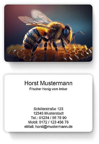 100 Visitenkarten, laminiert, inkl. Kartenspender - Imker Bienen Honig (Design 606728193)