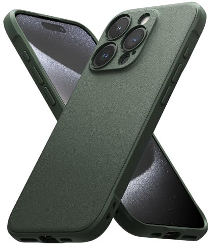 Ringke Onyx für iPhone 15 Pro Max Hülle, [Griffig] rutschfest Anti-Fingerabdruck Stoßfest Kratzfest Passgenau Stilvoll Handyhülle mit Präzisen Kameraausschnitten - Dark Green