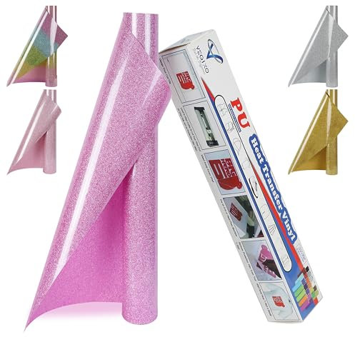 VEGIXO Heat Transfer Vinyl Purple Glitter, 12in x 8ft Roll for Cricut & Heat Press, Easy to Cut & Weed, Design T-Shirts & Crafts