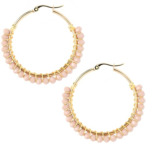 Aurstore Ohrringe, Creolen, aus Edelstahl, für Damen, kleiner Reifen, modisch, Schmuck, Geschenke für Frauen, Mädchen, hypoallergen und mehrfarbig, Stein