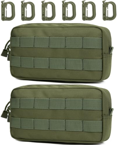 MUCHER Molle Tasche Taktische Hüfttaschen EDC Utility Bauchtasche Hüfttasche mit 3 Haken für Outdoor Wandern Jagdcamping Training (B - Armeegrün - 2 Stück)