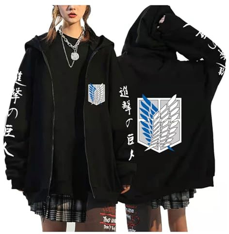 zhedu Zip Up Hoodie AOT Zipper Langarm Hoodie Damen Herren AOT Grafik Übergroß Casual Y2K Streetwear