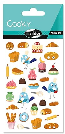 MY MANDARINE CY155Cpack - Packung mit 10 Stickerbögen 3D Stickers Cooky, 310 Stickers, Kuchen/Cakes, 1 Pack