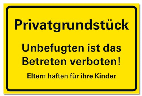 Privatgrundstück Betreten verboten Schild Hinweisschild PVC 300 x 200 x 3 mm Vorgebohrt B1-Zertifiziert