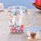 350ml Vaso Doble Pared, Vasos Cafe Cristal Flores Secas, Bonitos Taza Cristal Cafe Vasos de Te (D)