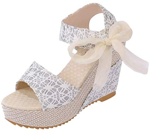 LOIJMK Bequeme Sandalen Damen, Keilsandaletten Damen Plateau, Funky Keilsandalen Fischmund Schuhe Damen Elegant Sandals Sommer Römersandalen Damen Bohemian Freizeitsandalen Damenschuhe
