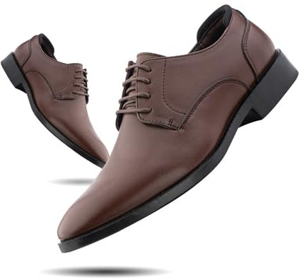 Hitmars Zapatos Hombre Vestir Oxford Derby Boda Traje Brogue Cuero Formales Zapatos de Cordones Comodos 4-Marrón EU 43