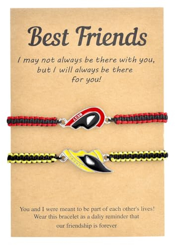 GAUEIOUR Las mejores pulseras de la amistad para 2, juego de pulseras rojas y amarillas personalizadas y versátiles, pulsera de aleación ajustable tejida a mano