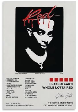 CDAXHOZ Palyboi Carti Whole Lotta Red Poster Wand Hotel Kunst Dekoration Gemälde Wohnzimmer Dekoration Schlafzimmer Gemälde Badezimmer Bar Theke Poster 30 x 45 cm Ungerahmt