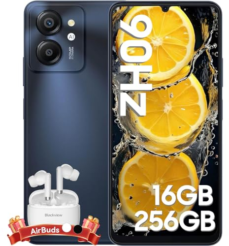 Blackview Color 8 Handy Ohne Vertrag, 16GB+256GB/1TB erweiterbar Android 13 Smartphone Günstig 6000mAh, T616 Octa-Core, 90Hz/6.75 HD+, 50MP Kamera, Fingerprint/3.5mm Jack/4G Dual SIM/Simlockfreie