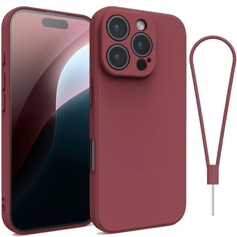 Andwing For iPhone 16 Pro Case,Silicone Case Soft Ultra For iPhone 16 Pro Phone Case Slim Protective Shockproof Cover Scratch-Resistant Microfiber Lining, 6.3 Wine Red