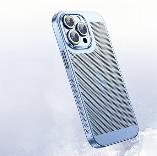 Tybiky Heat Dissipation Case Compatible with iPhone 15 Pro Max Electroplating Fine Hole Protection Mobile Phone Case Ultra Thin PC Cover Protective Case Matte Feel Cooling Breathable Case Far Peak