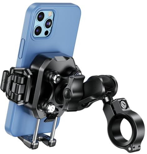 iMESTOU Support de Téléphone Anti-Vibration pour Moto et Vélo avec Amortisseurs et Design Antivol, Support de Téléphone Boule de 1 Convient pour Les Téléphones de 5,2 à 7,2 Jusqu'à 15mm